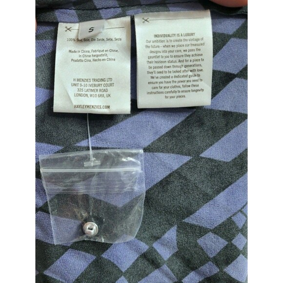 Hayley Menzies Cherry Blossom Girl Silk Dress Blue Black Size S NWOT - Picture 11 of 16